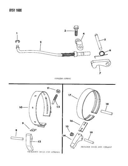 1988 Dodge 600 Rod, W/Spring, Sleeve And End, Parking Sprag Diagram for 4431530