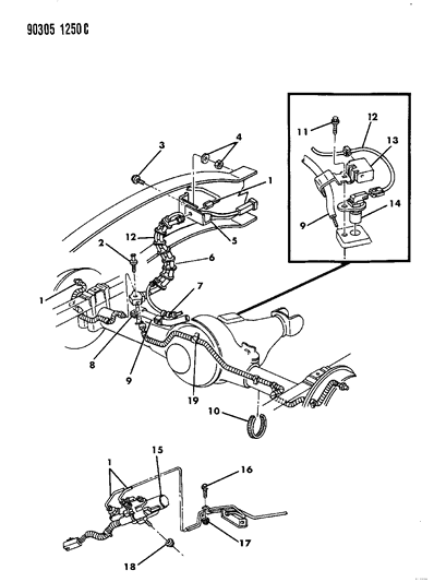 1993 Dodge D350 Lines & Hoses - Brake Rear Axle Diagram