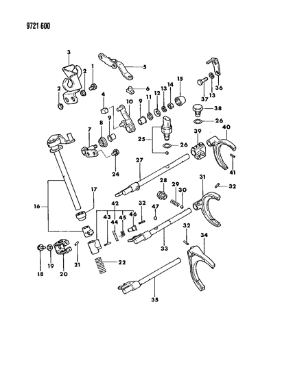 1989 Dodge Colt Control, Shift Diagram 2 - Thumbnail