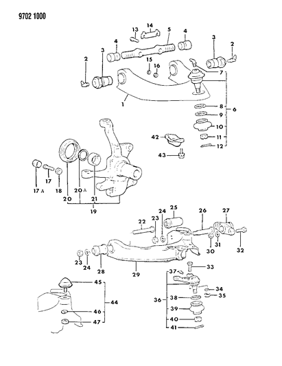 1989 Dodge Ram 50 Shaft Bushings, Front Diagram for MB109684