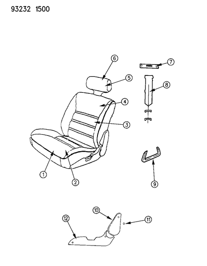 1993 Dodge Shadow Front Seat Diagram 1 - Thumbnail