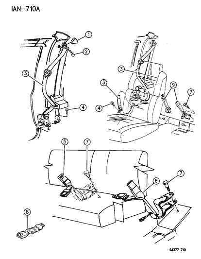 1994 Dodge Dakota Belt, Inner Diagram for F619SP8
