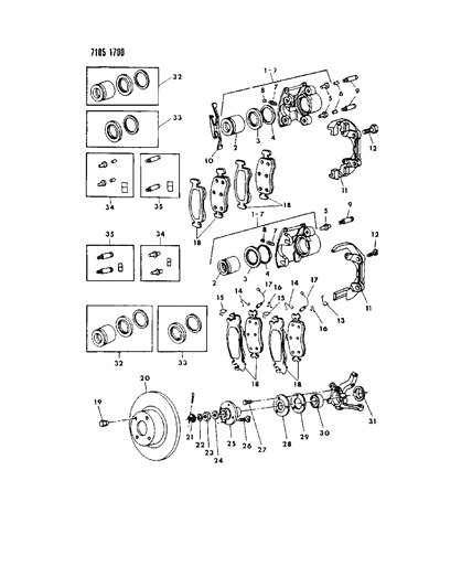 1987 Chrysler LeBaron Caliper Piston Diagram for 4364778