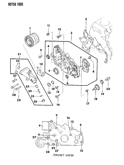 1990 Dodge Colt Oil Pump & Oil Filter Diagram 2 - Thumbnail