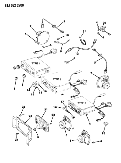 1986 Jeep Comanche Speakers & Radio Knobs Diagram 1 - Thumbnail