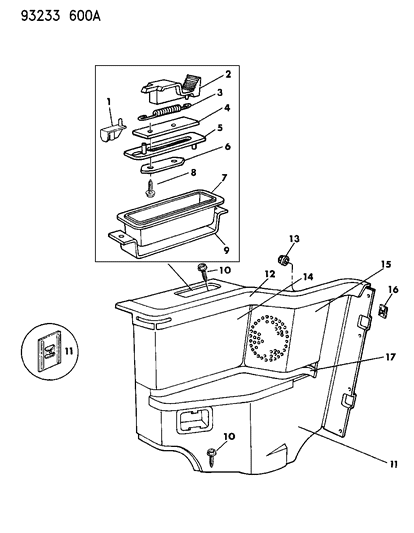 1993 Chrysler LeBaron GTC Panel - Quarter Trim Diagram 2 - Thumbnail