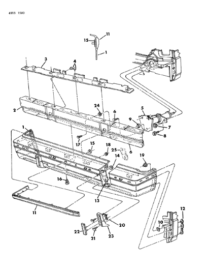 1984 Dodge Aries Bumper, Rear Diagram 1 - Thumbnail