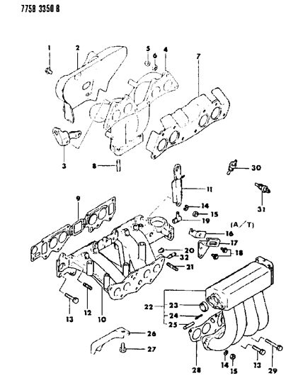 1988 Dodge Colt Gasket, Exhaust Manifold, Up To 8/84 Diagram for MD093227