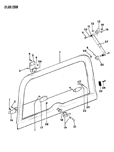 1985 Jeep Wrangler Hinge Diagram for J8128520