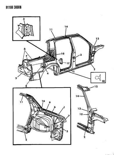 1991 Chrysler LeBaron Sedan Aperture Panel Diagram