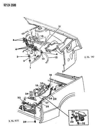 1992 Dodge Daytona Plumbing - A/C & Heater Diagram 4 - Thumbnail