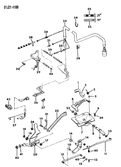 1984 Jeep Wagoneer Controls, Transfer Case Shift Diagram 1 - Thumbnail