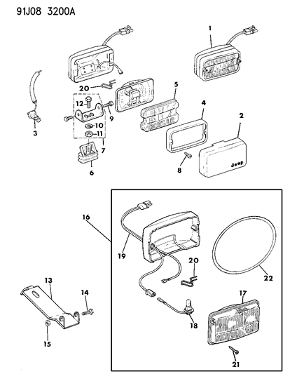 1991 Jeep Comanche Fog Lamp Assembly Diagram for 4713582