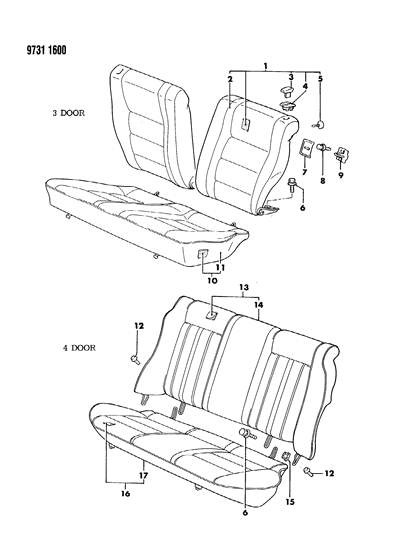 1989 Dodge Colt Rear Seat Diagram 1 - Thumbnail
