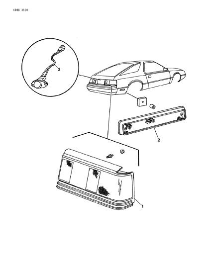 1984 Chrysler Laser Lamps & Wiring - Rear Diagram 2 - Thumbnail