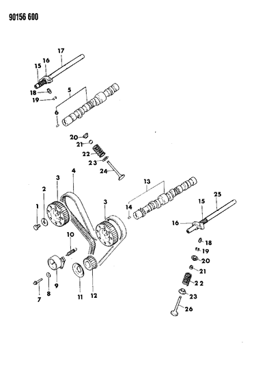 1990 Chrysler New Yorker Base Model Camshaft & Valves Diagram 2 - Thumbnail
