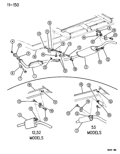 1994 Dodge Grand Caravan Exhaust System Diagram 3 - Thumbnail