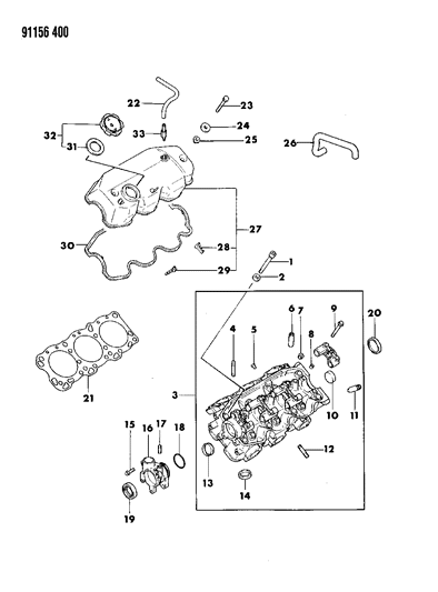 1991 Chrysler LeBaron GTC Cylinder Head Diagram 2 - Thumbnail