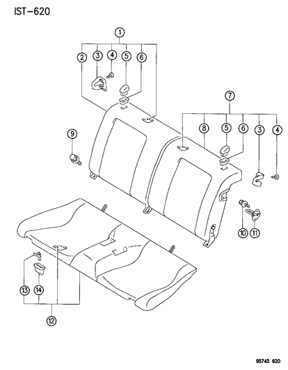 1996 Dodge Stealth Striker, Rear Seat Diagram for MB519811