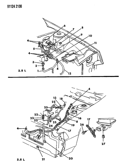 1991 Chrysler LeBaron Sedan Plumbing - A/C & Heater Diagram 2 - Thumbnail
