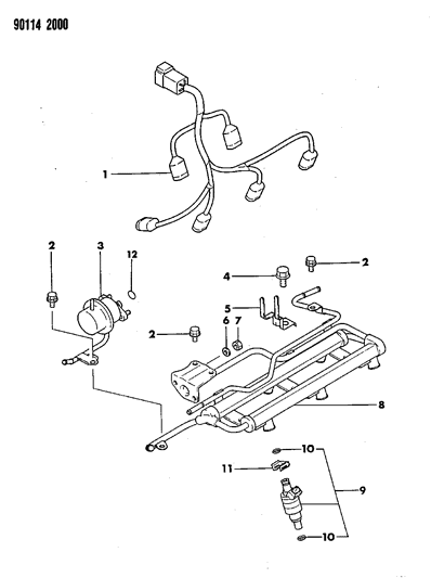 1990 Chrysler New Yorker Base Model Fuel Rail & Related Parts Diagram 1 - Thumbnail