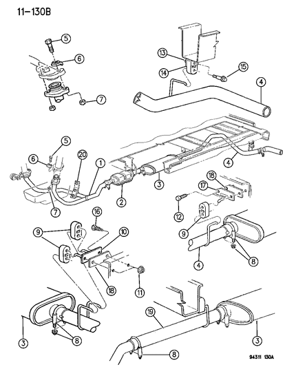 1995 Dodge Ram Van Tail Pipe Diagram for 52103061