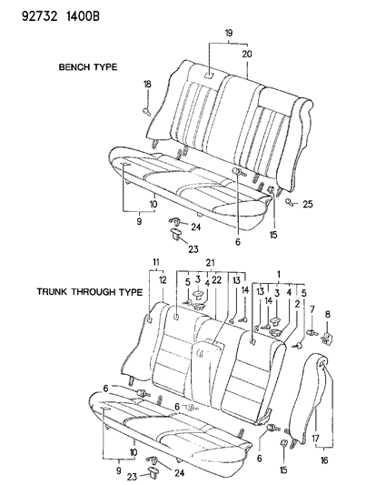 1992 Dodge Colt Rear Seat Diagram 1 - Thumbnail