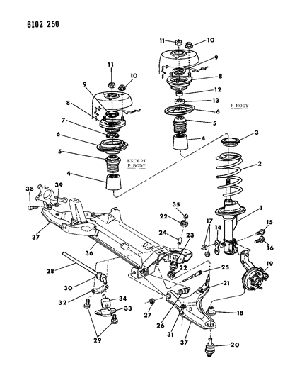 1986 Chrysler LeBaron Base Suspension - Front Diagram 1 - Thumbnail