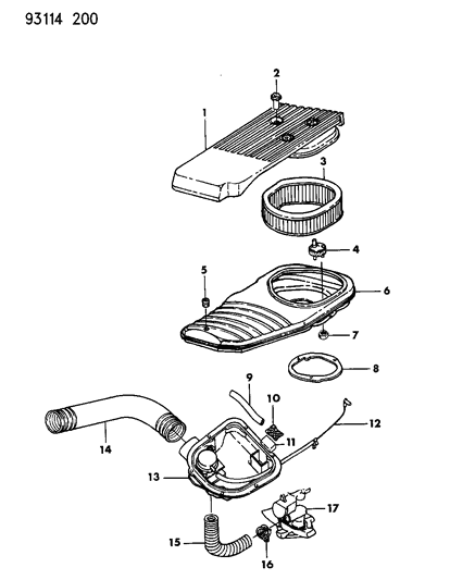 1993 Chrysler LeBaron GTC Air Cleaner Diagram 1 - Thumbnail