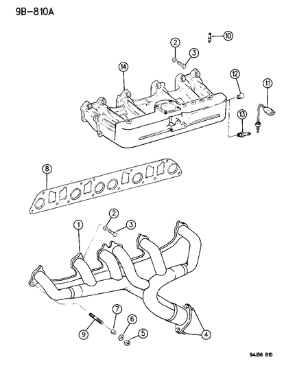 1995 Jeep Wrangler Manifolds - Intake & Exhaust Diagram 2 - Thumbnail