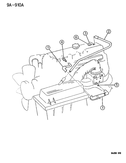 1995 Jeep Wrangler Crankcase Ventilation Oil Separator Diagram 1 - Thumbnail