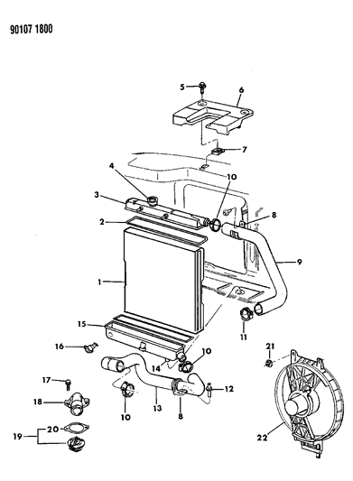 1990 Dodge Caravan Radiator & Related Parts Diagram 2 - Thumbnail