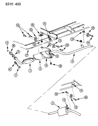 1993 Dodge Caravan Exhaust System Diagram 3 - Thumbnail