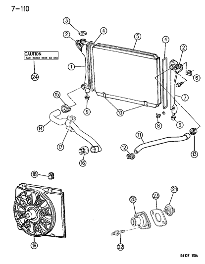 1995 Dodge Spirit Radiator & Related Parts Diagram 1 - Thumbnail