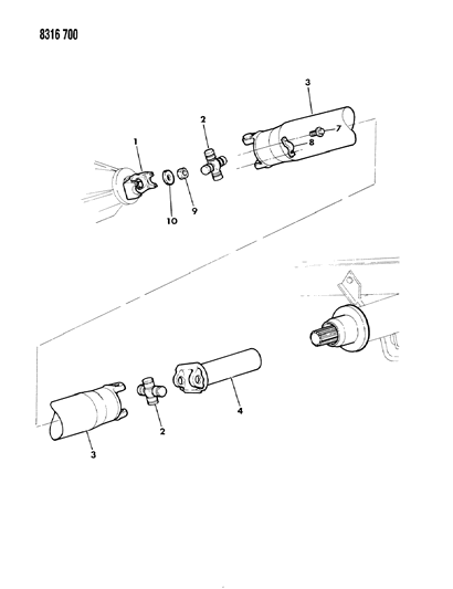 1989 Dodge D150 Propeller Shaft, Single And Universal Joint Diagram 2 - Thumbnail