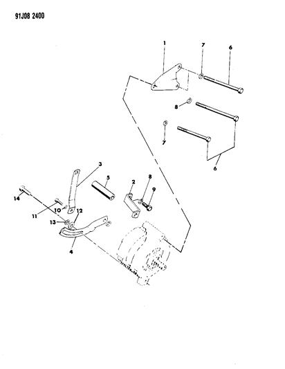 1991 Jeep Grand Wagoneer Bracket, Adjusting, Tagged 1105080 - 1105082 - 1101484 Diagram for J5357906