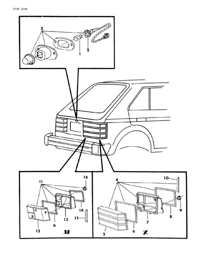 1984 Dodge Rampage Lamps & Wiring - Rear Diagram 3 - Thumbnail