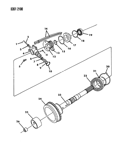1989 Dodge W150 Bearing, Output Shaft Front Diagram for 4461008