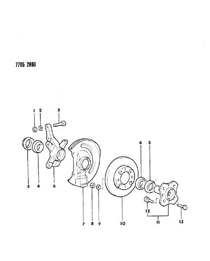 1987 Dodge Colt Brake Disc & Bearings, Front Diagram 2 - Thumbnail