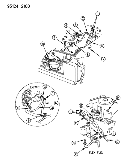 1993 Chrysler LeBaron Sedan Plumbing - A/C & Heater Diagram 1 - Thumbnail