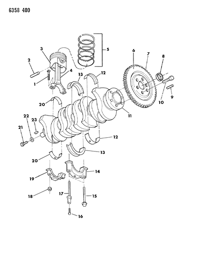 1987 Dodge Dakota Crankshaft , Pistons And Torque Converter Diagram 1 - Thumbnail