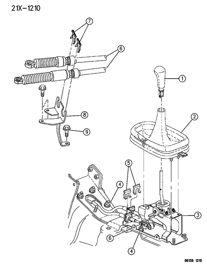 1996 Dodge Neon Cable Assembly, W/Grommet, Crossover And Selector Shift Diagram for 4641135