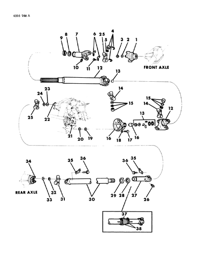 1984 Dodge D350 Propeller Shaft 2 Piece And Universal Joint Diagram 3 - Thumbnail