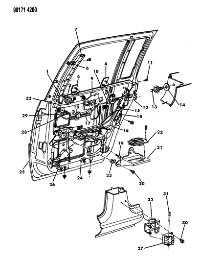 1990 Chrysler New Yorker Handle, Inside, Front Passenger Side Diagram for 4396861
