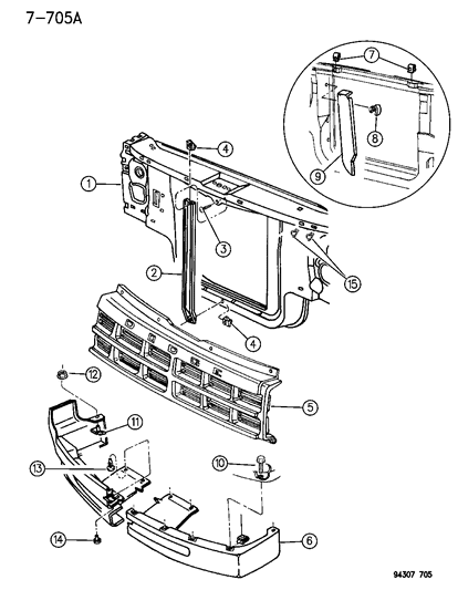 1994 Dodge Dakota Grille Diagram for 56003352