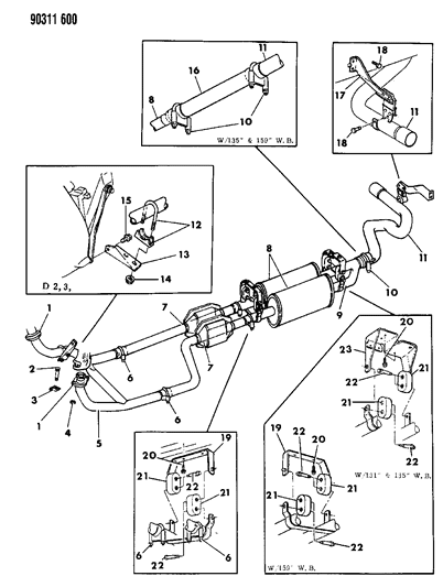 1990 Dodge W250 Insulation, Muffler Front And Rear Support Diagram for 4218625