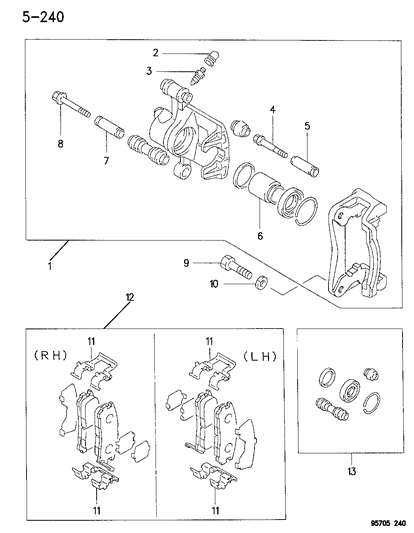 1996 Dodge Stealth Brake, Rear Diagram 1 - Thumbnail