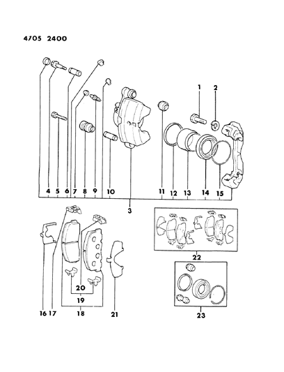 1984 Dodge Colt Brakes, Front Diagram 1 - Thumbnail