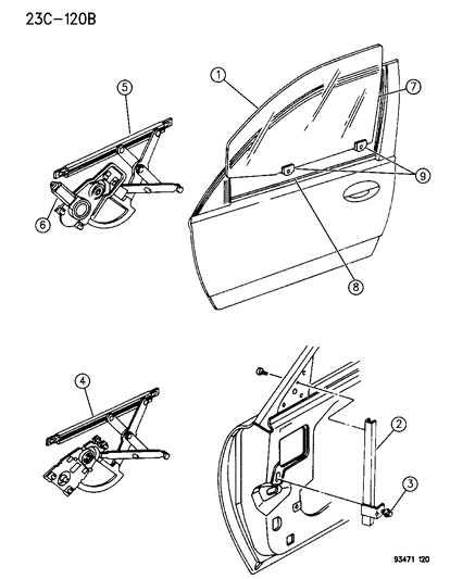 1995 Chrysler New Yorker Window Regulator Diagram for 4773919