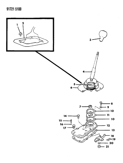1991 Dodge Ram 50 Controls, Gearshift of Manual Transmission Diagram 2 - Thumbnail